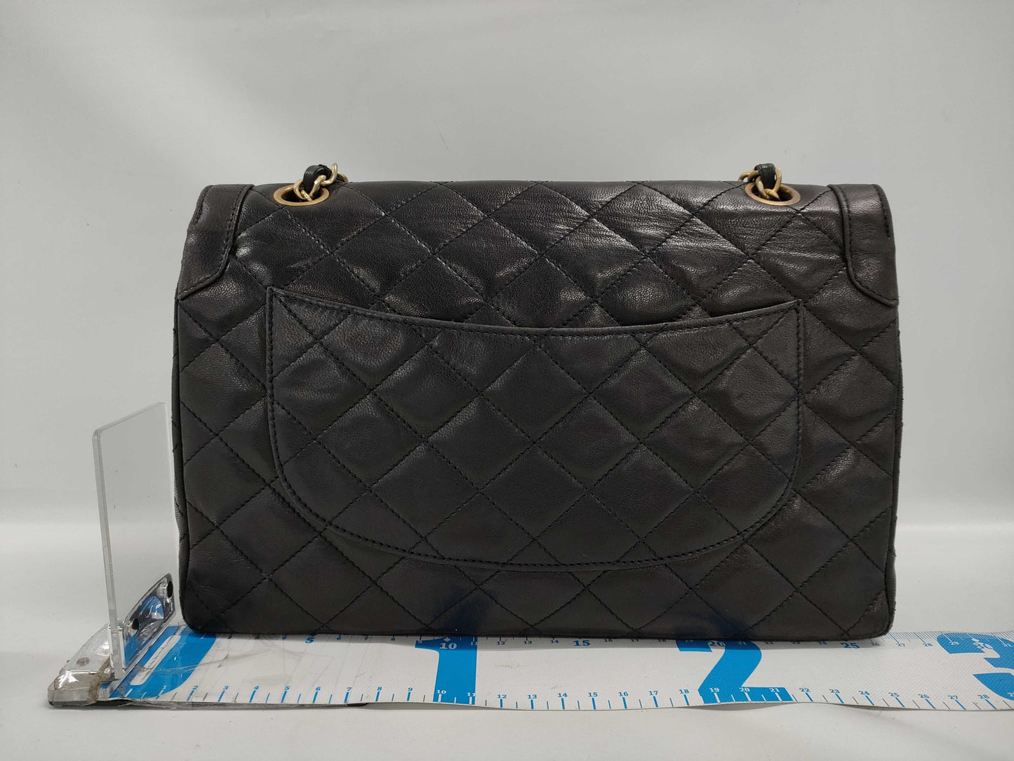 CHANEL Paris Limited Edition Matelasse Chain Shoulder Bag in Black Lambskin