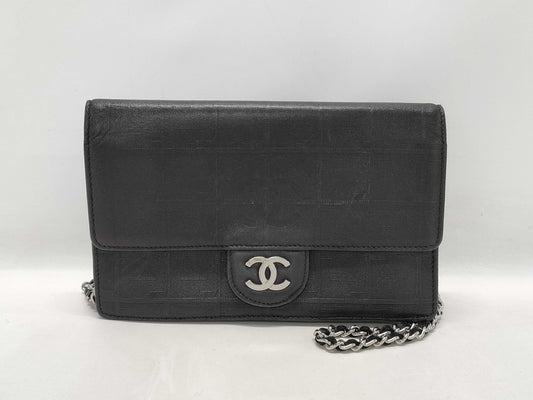 CHANEL Coco Mark Chain Wallet Black Shoulder Bag