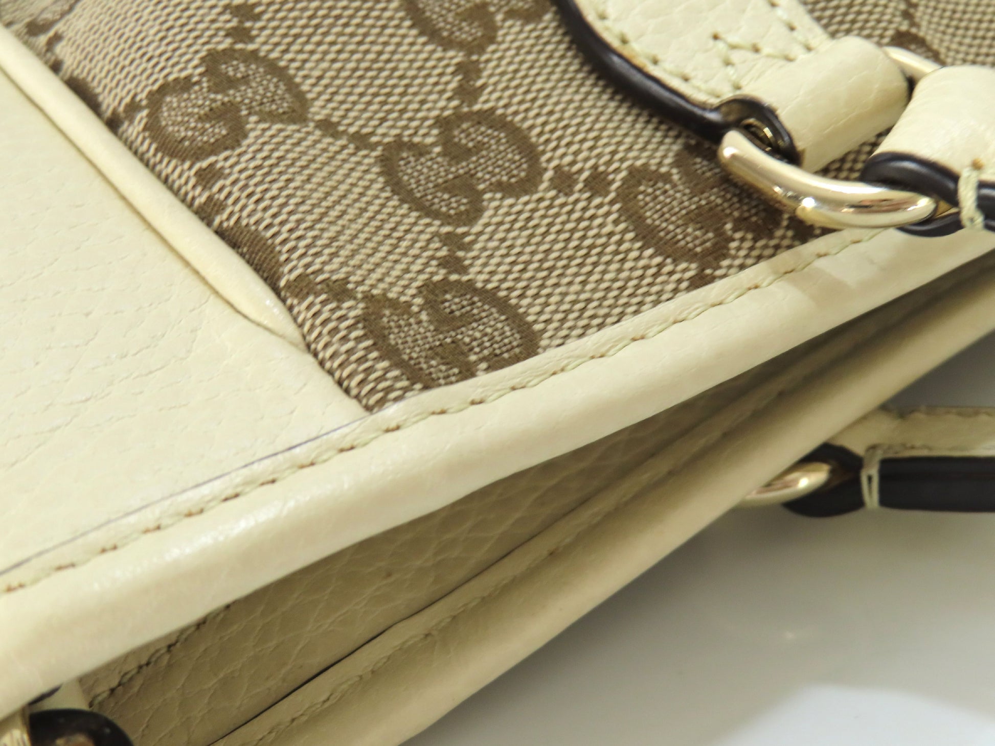 GUCCI GG Canvas GG Canvas Canvas and Leather 2-Way Handbag White 449241 Handbag Handbag