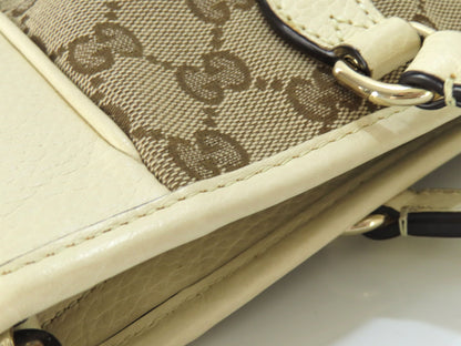 GUCCI GG Canvas GG Canvas Canvas and Leather 2-Way Handbag White 449241 Handbag Handbag