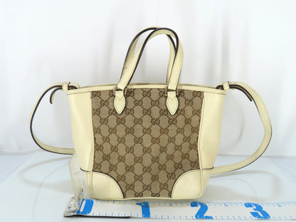 GUCCI GG Canvas GG Canvas Canvas and Leather 2-Way Handbag White 449241 Handbag Handbag