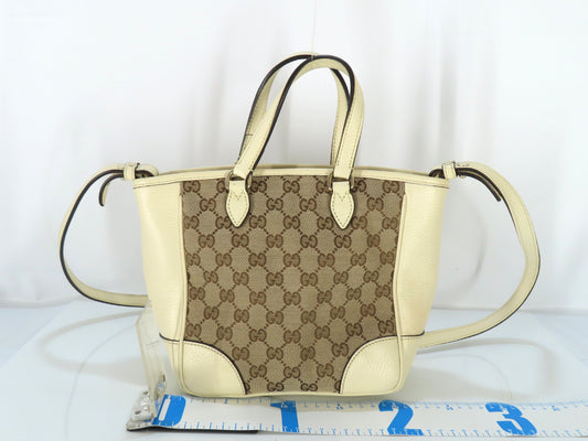 GUCCI GG Canvas GG Canvas Canvas and Leather 2-Way Handbag White 449241 Handbag Handbag