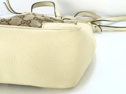 GUCCI GG Canvas GG Canvas Canvas and Leather 2-Way Handbag White 449241 Handbag Handbag
