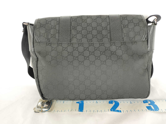 GUCCI GG Canvas Messenger Bag, Black, 374423, Shoulder Bag
