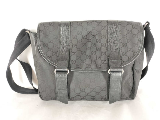 GUCCI GG Canvas Messenger Bag, Black, 374423, Shoulder Bag