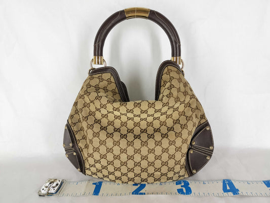 GUCCI GG Canvas Indy Handbag, Brown, 185566