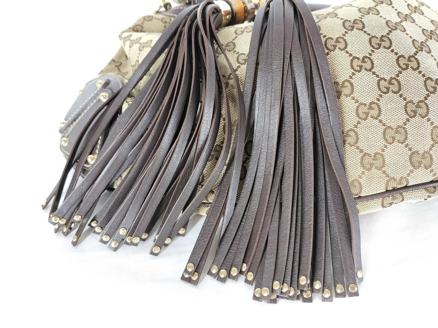 GUCCI GG Canvas Indy Handbag, Brown, 185566