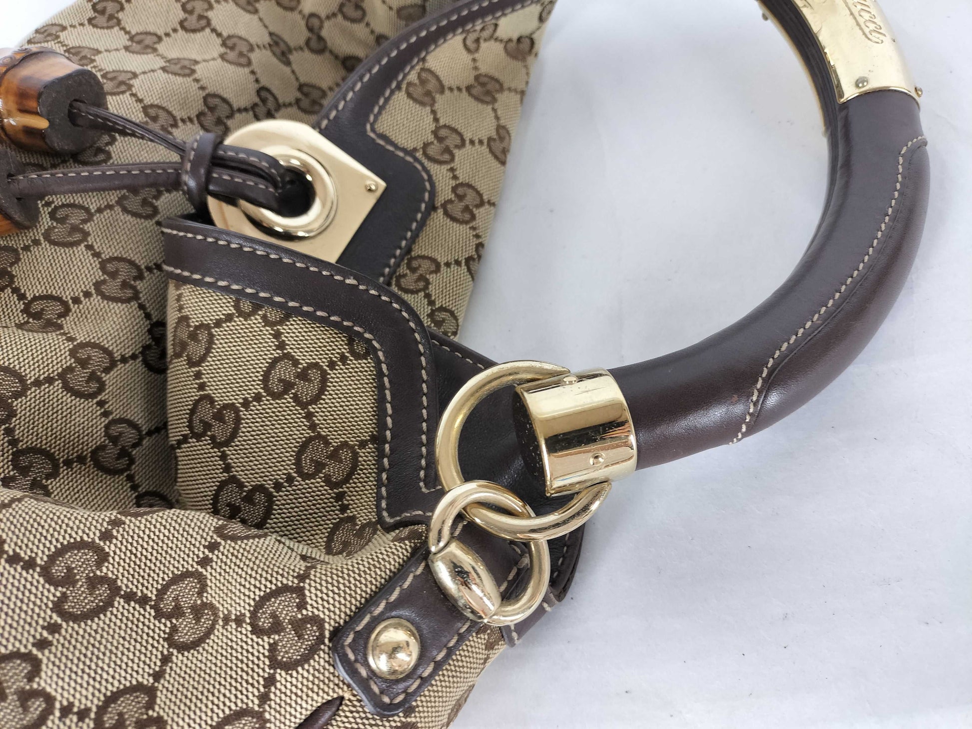 GUCCI GG Canvas Indy Handbag, Brown, 185566