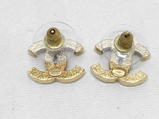 CHANEL Coco Mark Rhinestone and Faux Pearl Earrings, Gold, I24V