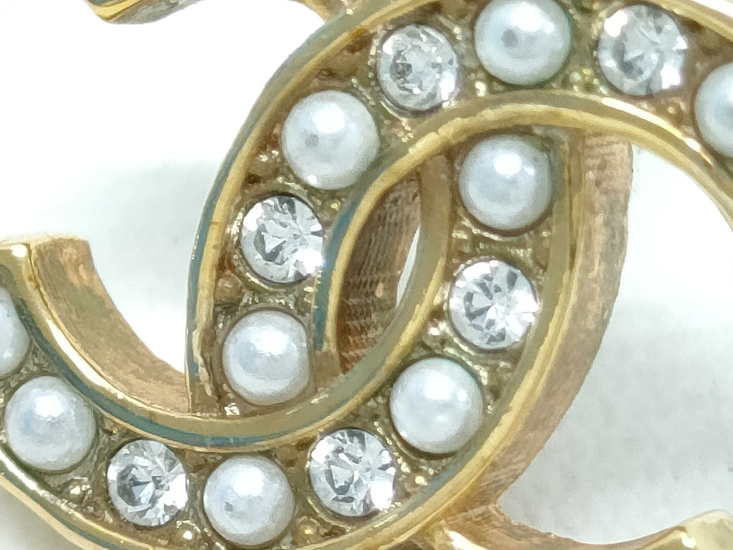 CHANEL Coco Mark Rhinestone and Faux Pearl Earrings, Gold, I24V