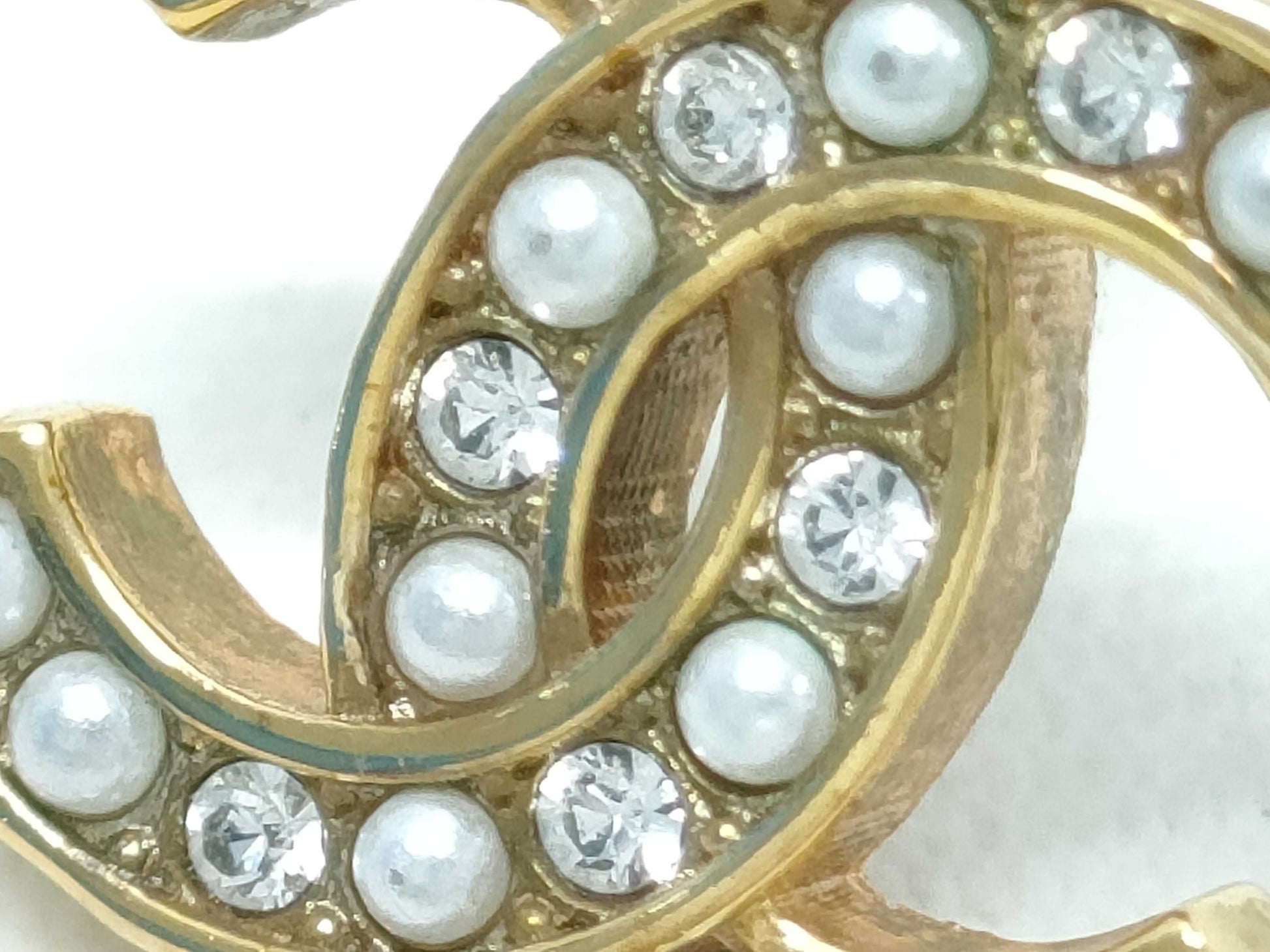 CHANEL Coco Mark Rhinestone and Faux Pearl Earrings, Gold, I24V