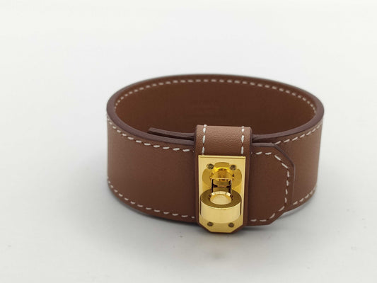 HERMES Kelly Twist PM Swift Gold U-Stamped Bracelet/Bangle