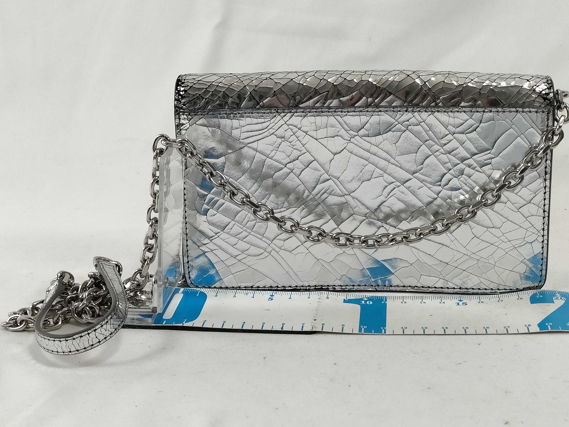 Margiela Broken Mirror Chain Wallet Calfskin Silver Shoulder Bag