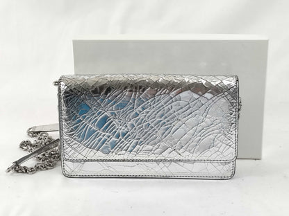 Margiela Broken Mirror Chain Wallet Calfskin Silver Shoulder Bag