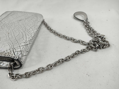 Margiela Broken Mirror Chain Wallet Calfskin Silver Shoulder Bag