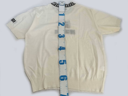 FENDI FENDI Logo Summer Knit Short Sleeve Knit Top Ivory Off-White
