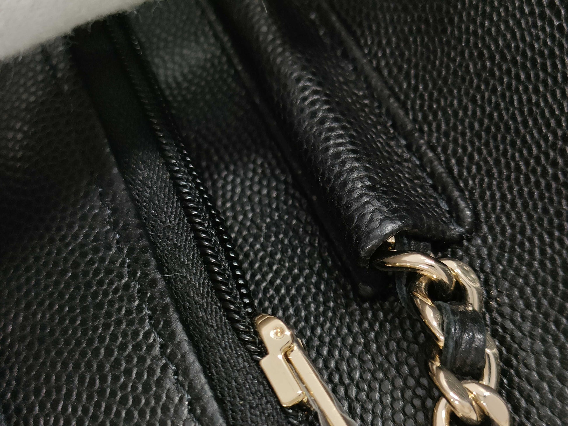 CHANEL Caviar Skin Coco Mark Rhinestone Chain Wallet, Random Number Shoulder Bag