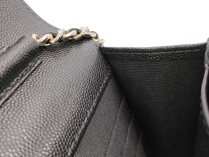 CHANEL Caviar Skin Coco Mark Rhinestone Chain Wallet, Random Number Shoulder Bag