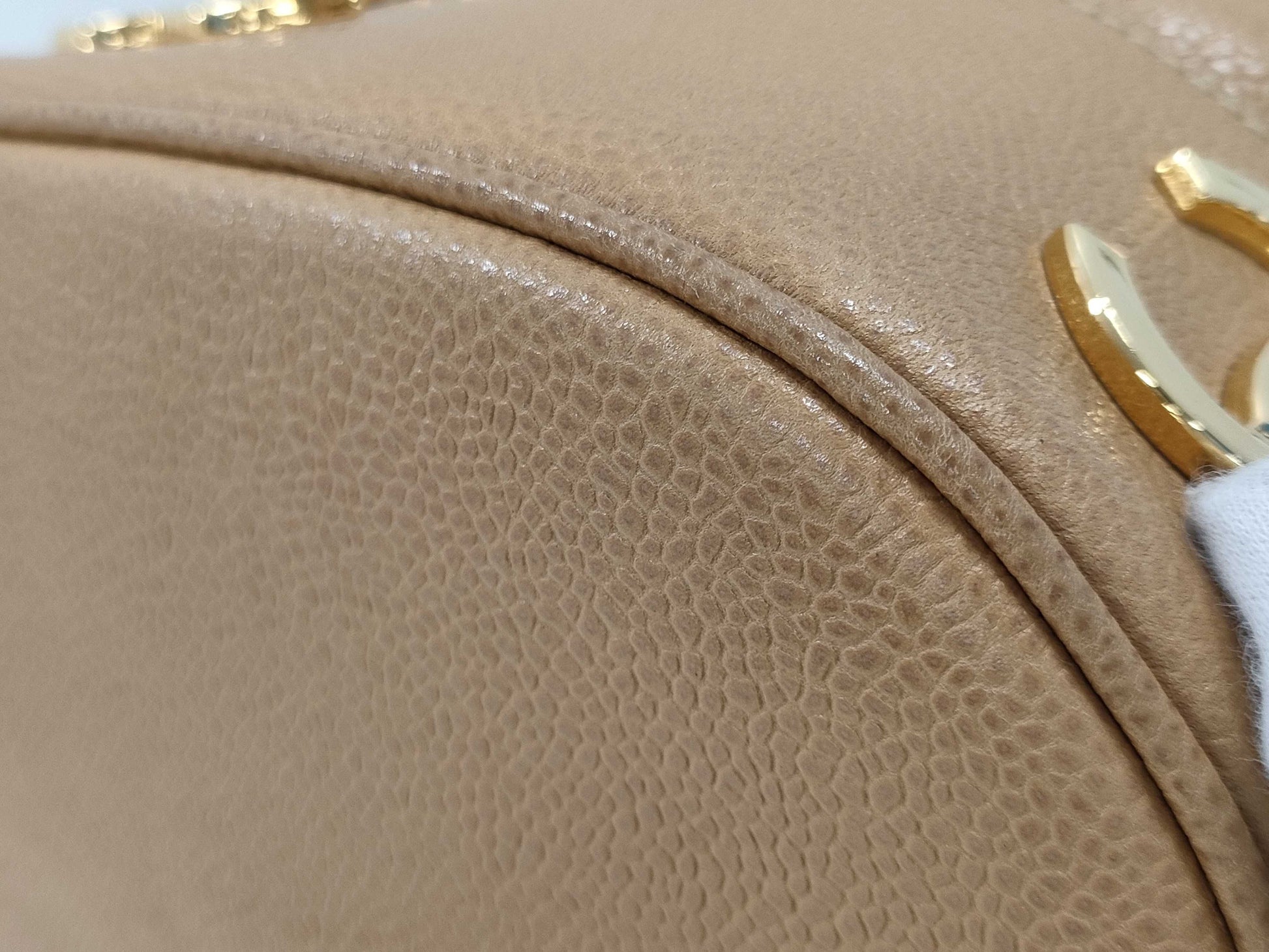 CHANEL Caviar Skin Triple Coco Drawstring Chain Shoulder Bag