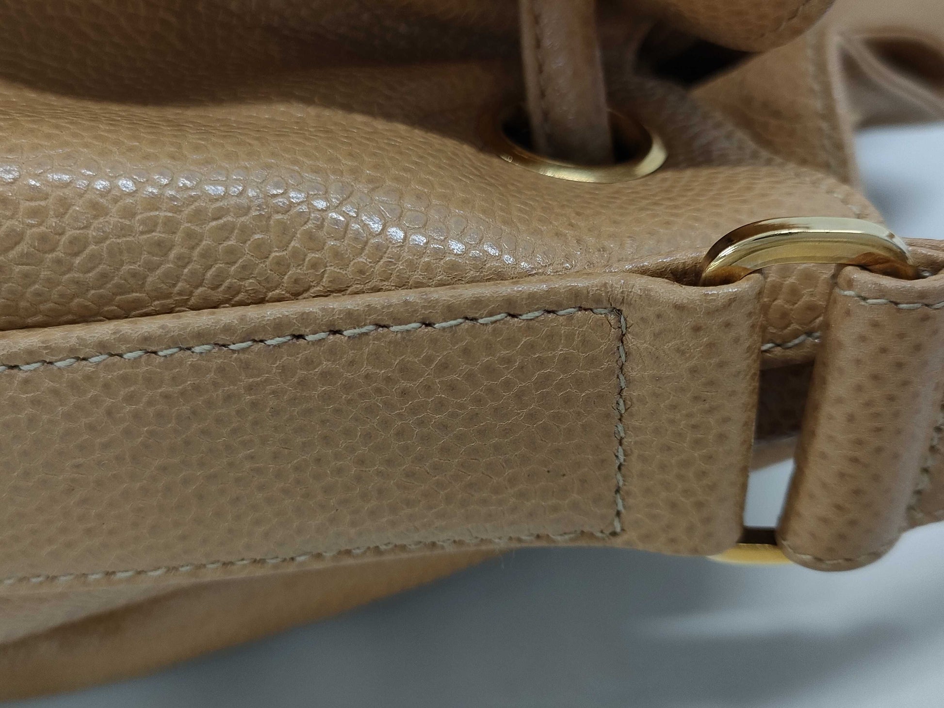 CHANEL Caviar Skin Triple Coco Drawstring Chain Shoulder Bag