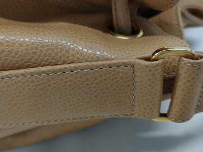 CHANEL Caviar Skin Triple Coco Drawstring Chain Shoulder Bag