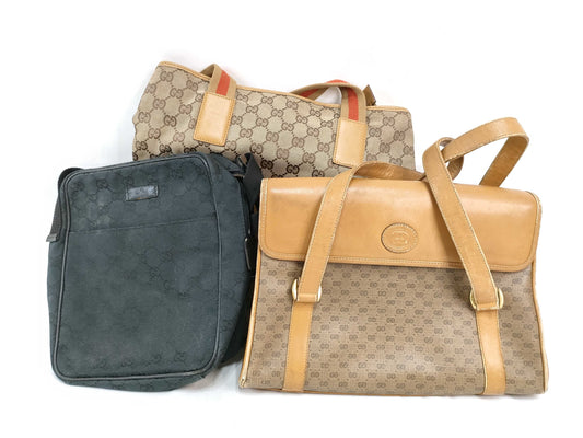 GUCCI Old Gucci GG Canvas Shoulder Bag Tote Bag 3-Piece Set Handbag