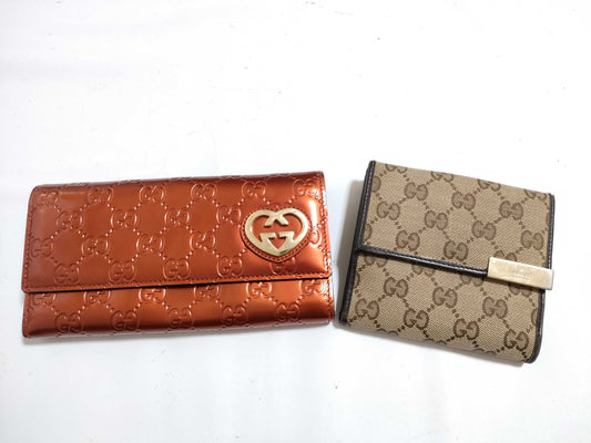 GUCCI GG Canvas Lovely Heart Wallet Set of 2