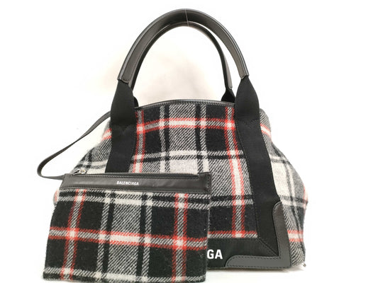 BALENCIAGA Navy Cabas 339933 Handbag with Pouch