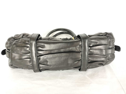 PRADA Prada Nappa Gathered 2-Way Handbag Black Handbag