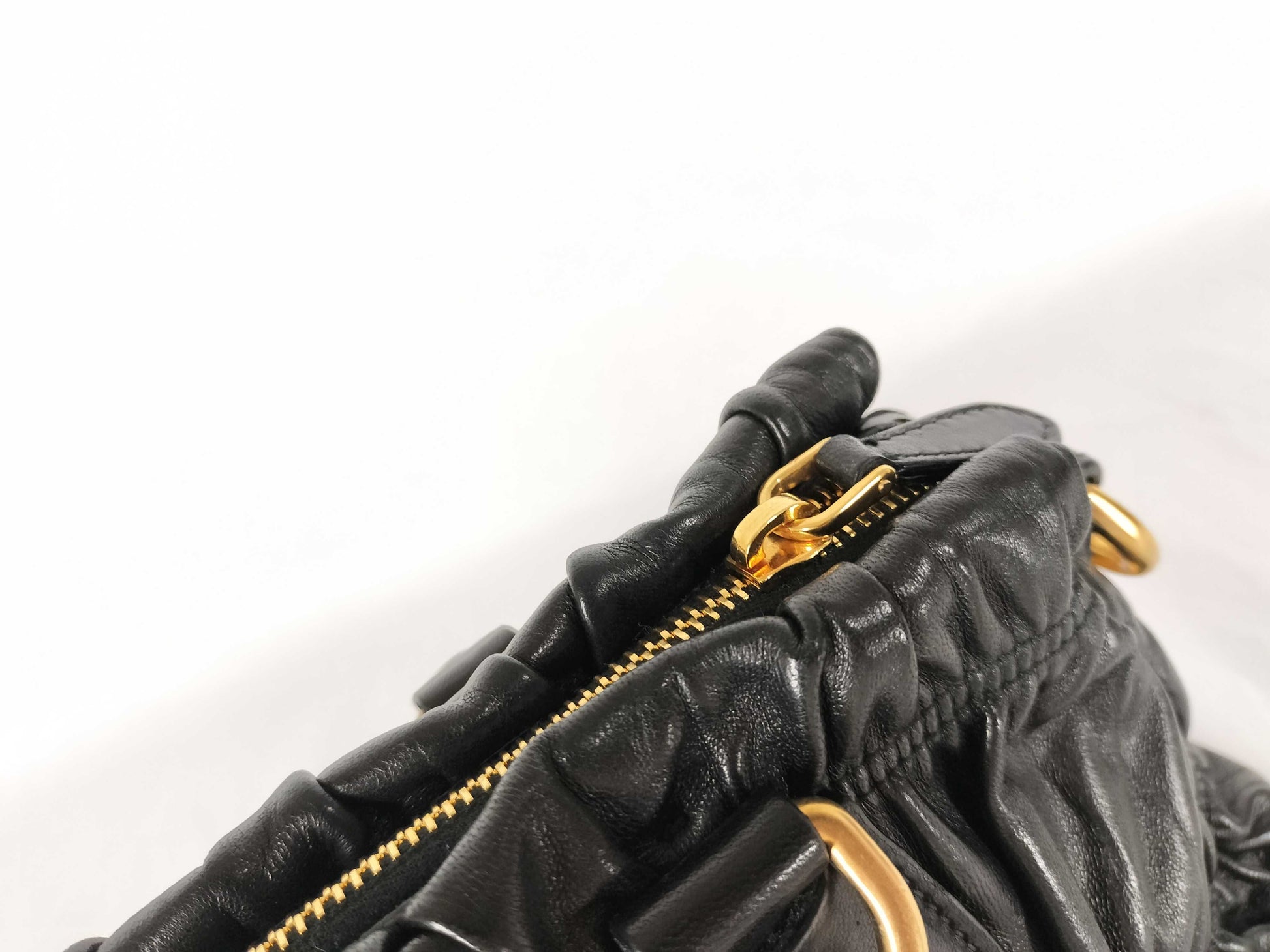 PRADA Prada Nappa Gathered 2-Way Handbag Black Handbag