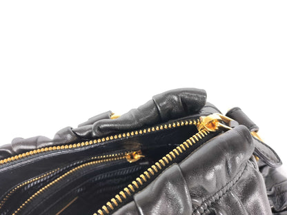 PRADA Prada Nappa Gathered 2-Way Handbag Black Handbag