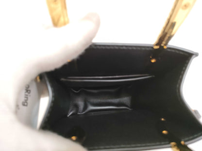 BVLGARI Serpenti Leather 2-Way Handbag/Shoulder Bag, Black
