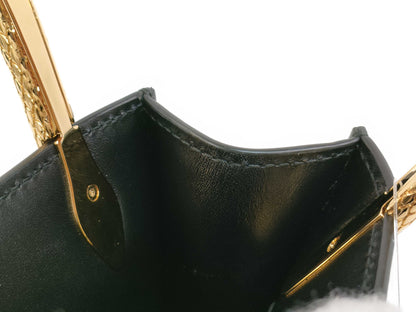 BVLGARI Serpenti Leather 2-Way Handbag/Shoulder Bag, Black