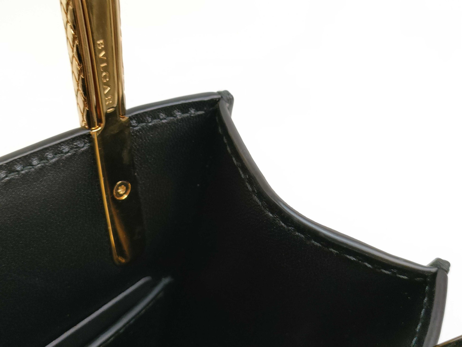 BVLGARI Serpenti Leather 2-Way Handbag/Shoulder Bag, Black