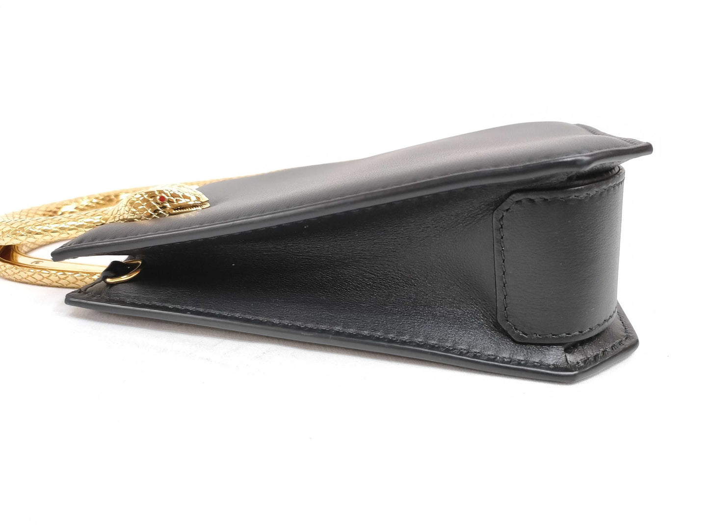 BVLGARI Serpenti Leather 2-Way Handbag/Shoulder Bag, Black