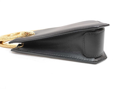 BVLGARI Serpenti Leather 2-Way Handbag/Shoulder Bag, Black