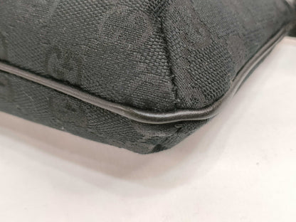 GUCCI GG Canvas Leather Pouch with Charm 152508 Black