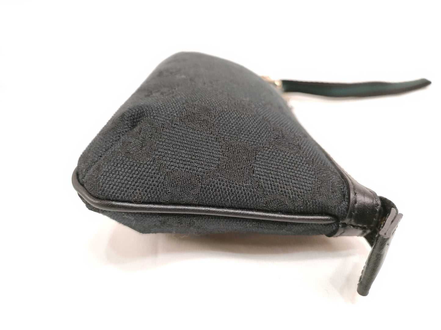 GUCCI GG Canvas Leather Pouch with Charm 152508 Black
