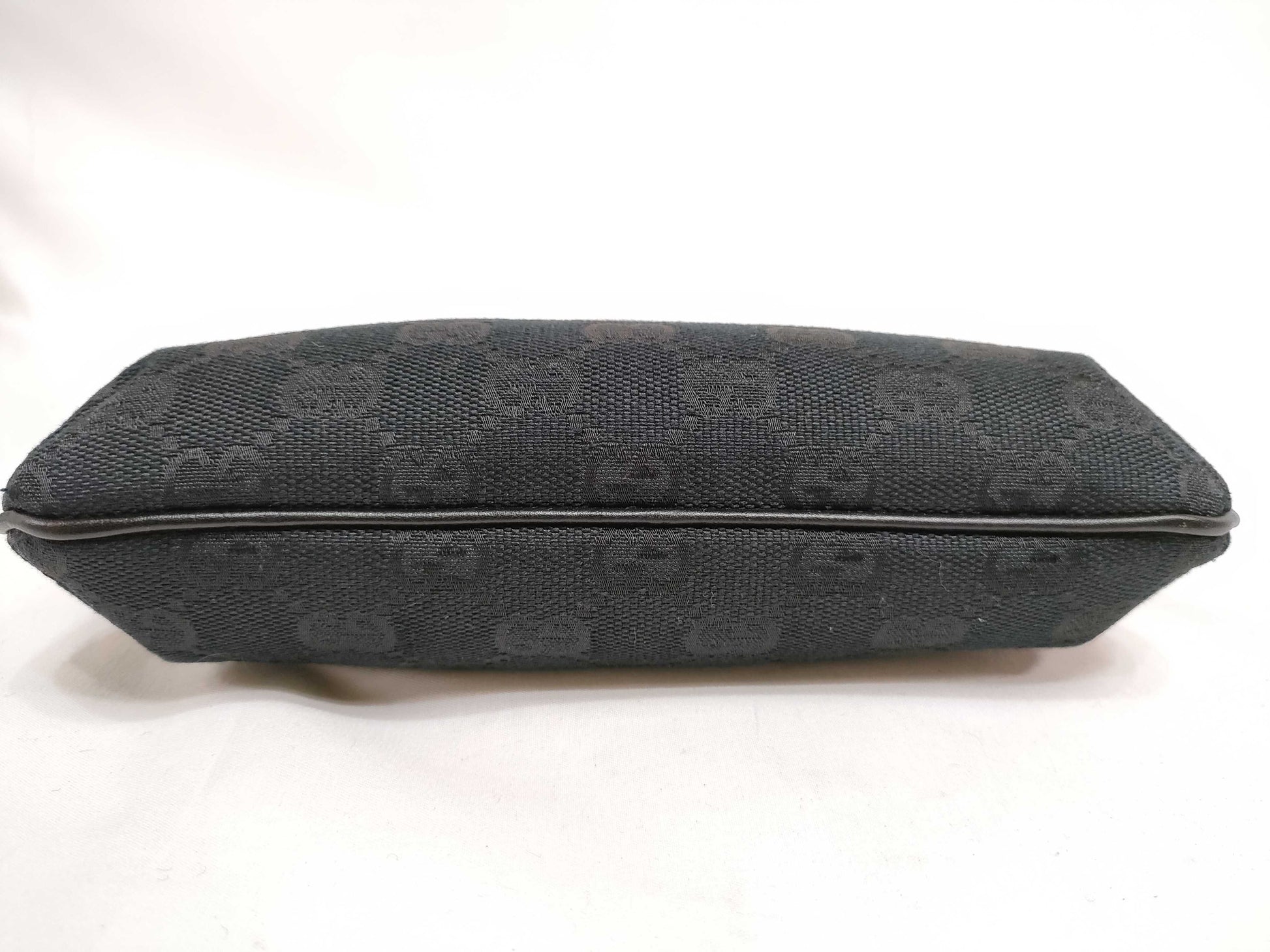 GUCCI GG Canvas Leather Pouch with Charm 152508 Black