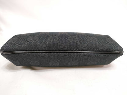 GUCCI GG Canvas Leather Pouch with Charm 152508 Black