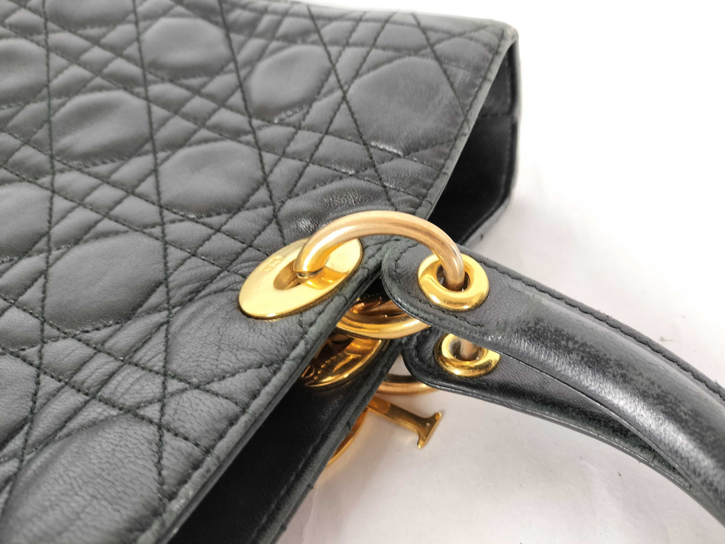 Dior Lady Dior Cannage Leather Handbag in Black