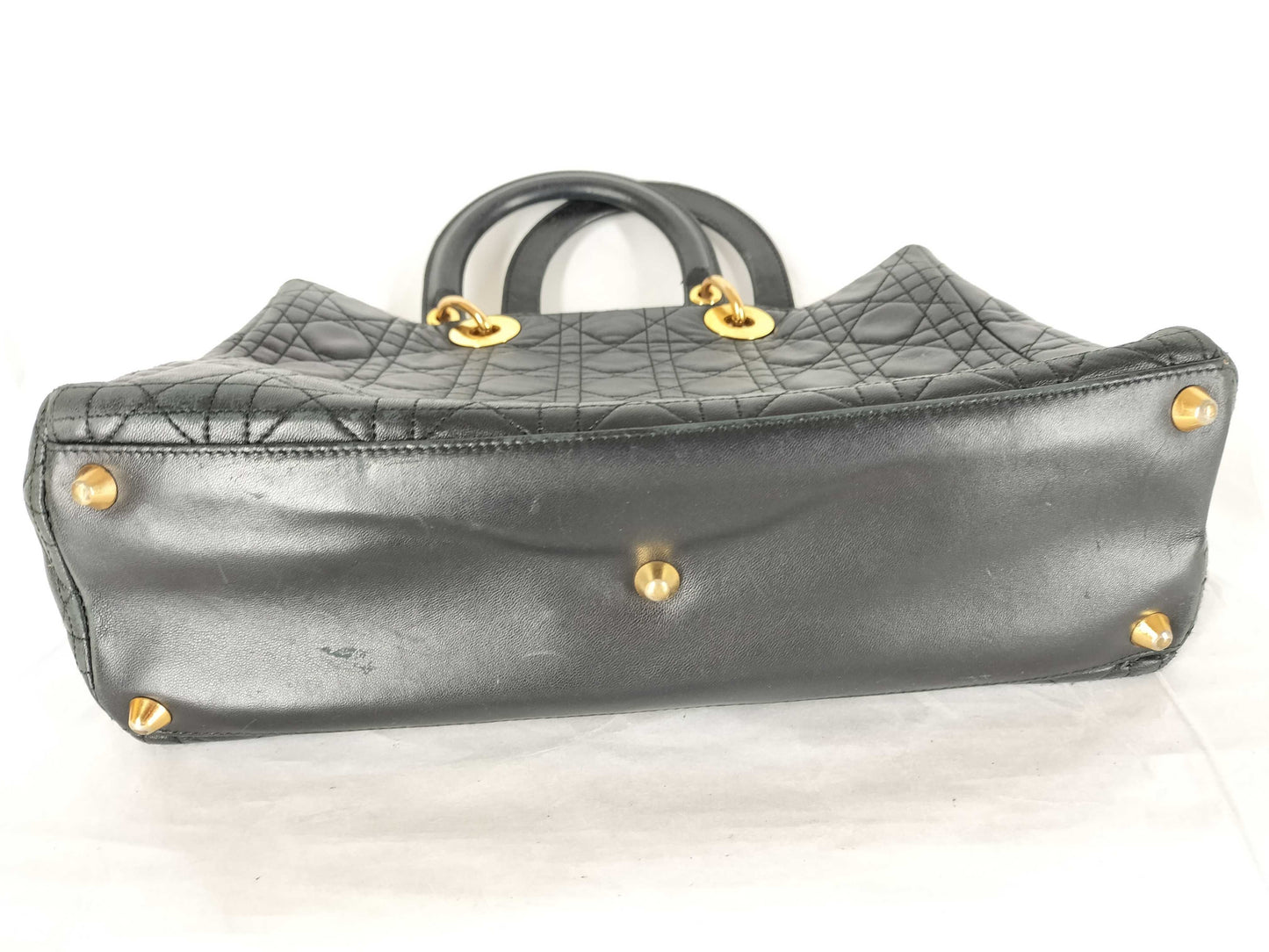 Dior Lady Dior Cannage Leather Handbag in Black