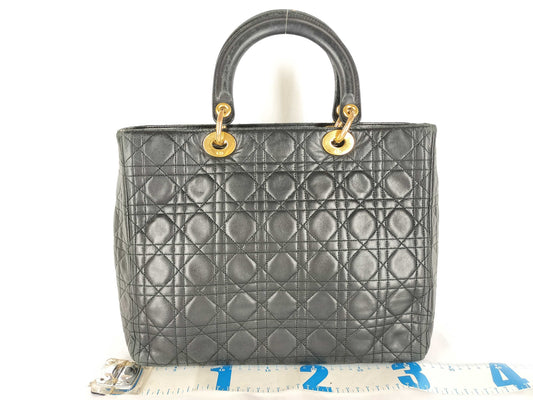 Dior Lady Dior Cannage Leather Handbag in Black