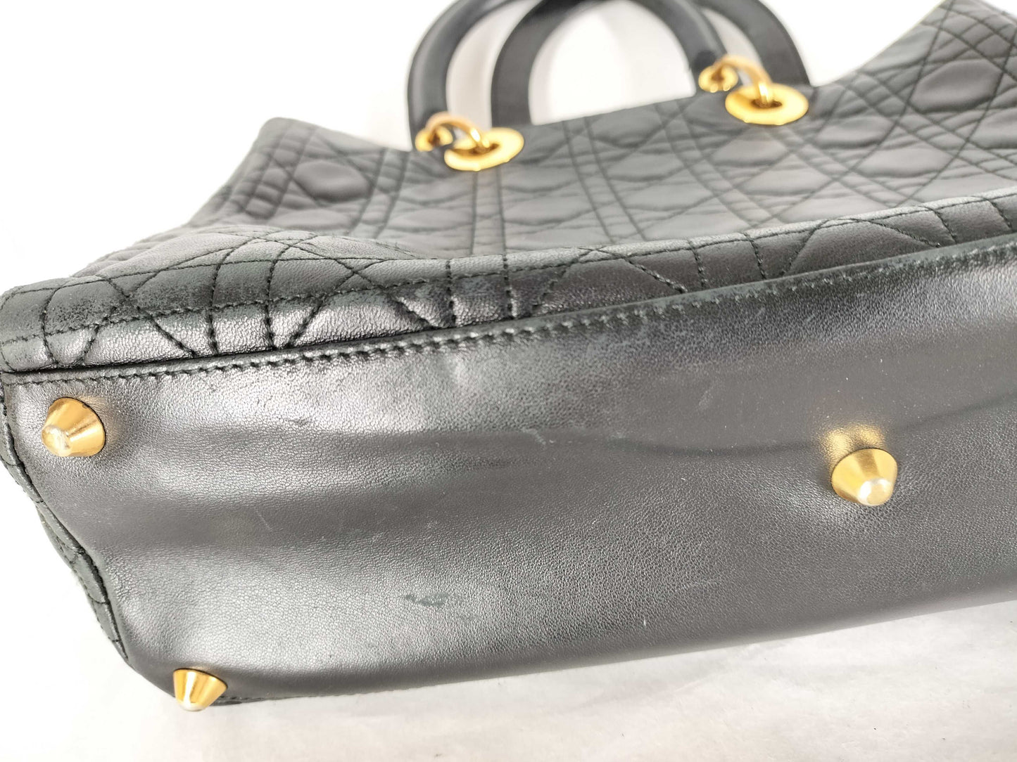 Dior Lady Dior Cannage Leather Handbag in Black