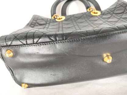 Dior Lady Dior Cannage Leather Handbag in Black