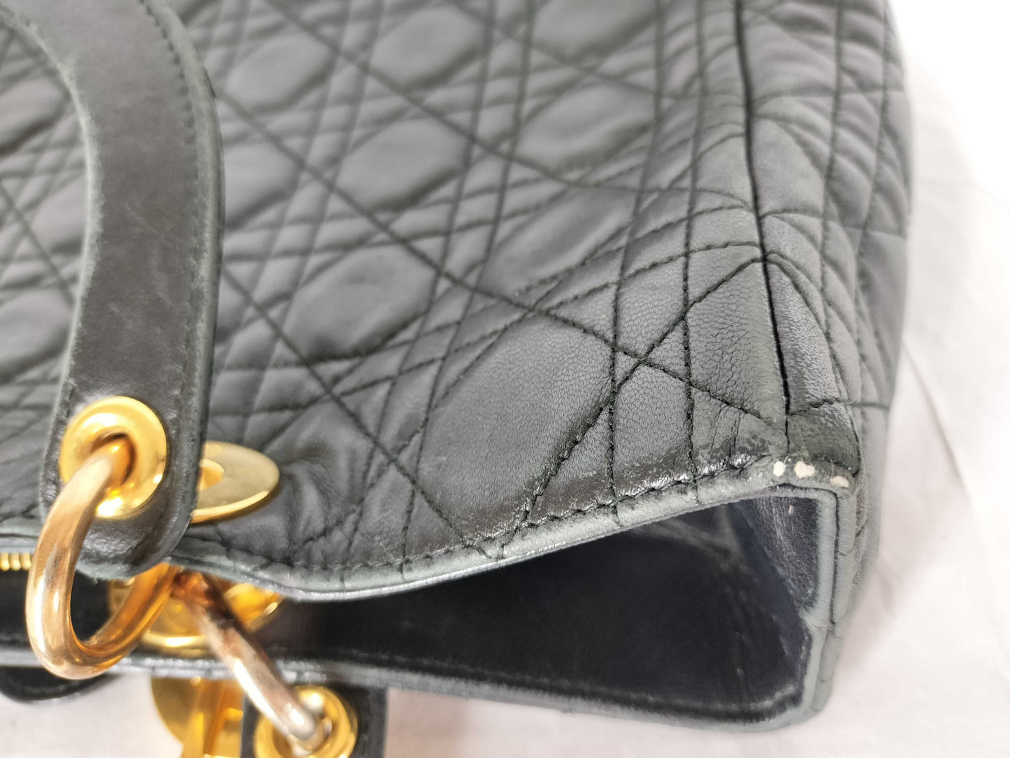 Dior Lady Dior Cannage Leather Handbag in Black
