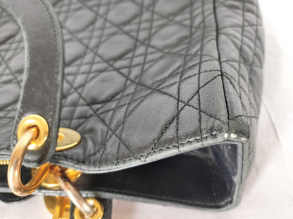 Dior Lady Dior Cannage Leather Handbag in Black