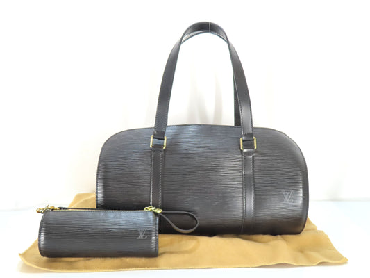 LOUIS VUITTON Epi Soufflot M52222 Noir Handbag with Pouch