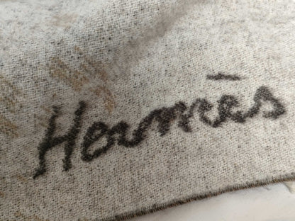 HERMES Cashmere Large Shawl/Stole with Horse Pattern, 150x200cm, with Japon Tag, Other Apparel