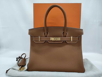 HERMES Togo Birkin 30 Gold GD Hardware Double Stamp Handbag